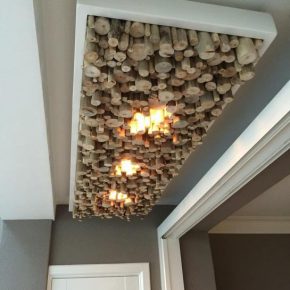 Plafondlamp Drijfhout|Metaal Nickel